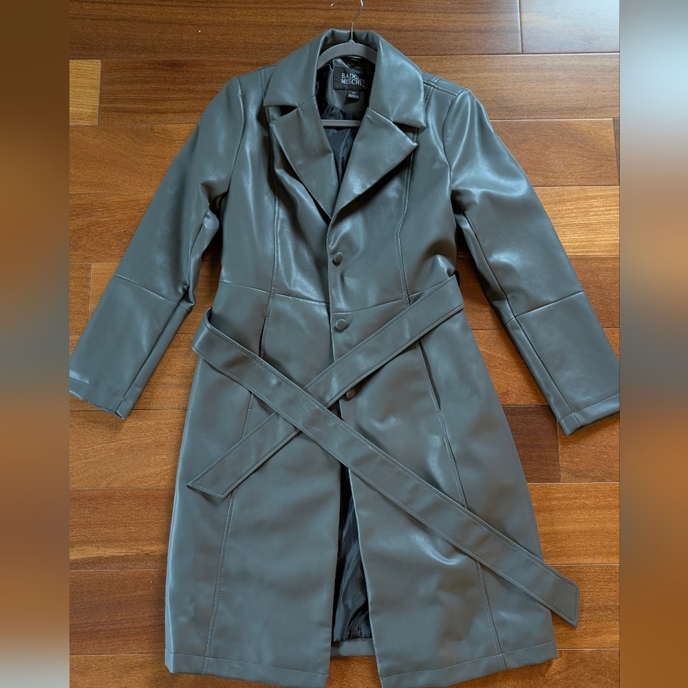 Badgley Mischka Silver Faux Leather Coat